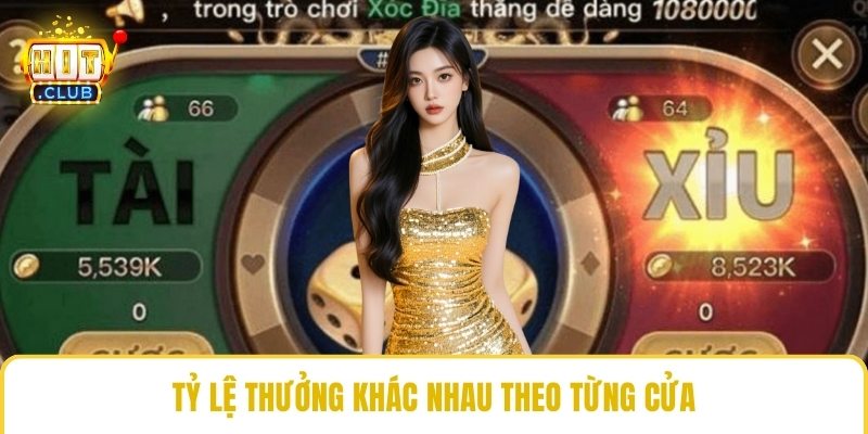 Tỷ lệ thưởng khác nhau theo từng cửa